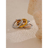 18K Gold Plated Stainless Steel 3 Colors 5 Links Popular Stacked Rings