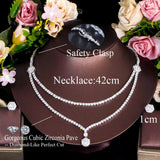 New Chic Dangle Drop Round AAA+ CZ Diamonds 2 Layers Multiple Necklace Women Wedding Banquet Jewellery Sets - The Jewellery Supermarket