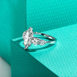Excellent 3ct Marquise Cut D Colour Moissanite Diamond  925 Sterling Silver Engagement Wedding Rings Fine Jewellery