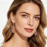 Unusual 14 Karat Gold Filled Long Dangle Glossy Hollow Flower Earrings