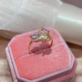 New Season Romantic Rolled 14K Rose Gold Colourful AAA Zircon Crystals Flower Rings -  Luxury Fine Jewellery