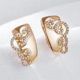 Super Ethnic Glossy 14K Filled Rose Gold 14K Zircon Diamonds Huggie Earrings - High Quality Daily Fine Jewellery