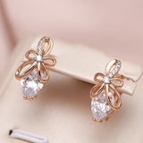 14 Karat Filled Gold  New Bow Knot Hollow Drop Cut AAA Zircon Diamonds Trendy Earrings