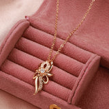 Elegant Classic Design 14K Filled Rose Gold AAA Zircon Diamond Pendant Necklace - High Quality Jewellery