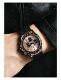 Famous Brand Sky Blue Dial Classics Sapphire Retro Chronograph Stainless Steel Waterproof Men Quartz Watches
