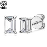 Amazing D Colour VVS1 Emerald Cut Moissanite Diamonds Earring - Sterling Silver Fine Jewellery