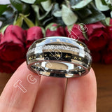 Bright Meteorite Gold Foil Inlay 8MM 18k Gold Colour Tungsten Carbide Wedding Rings