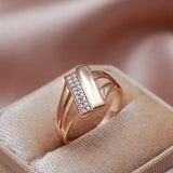 14 Karat Gold Filled Trend Minimalist Geometry AAA Zircon Diamonds Elegant Women's Rings