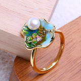 Unique Handmade Real Pearl 18K Gold Plated Adjustable Rings for Women