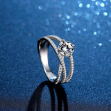 Petite Twisted Vine Design Real 1ct Moissanite Diamonds Rings White Gold Plated Silver Engagement Wedding Jewellery