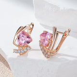 14 Karat Gold Filled Shiny Pink AAA Zircon Crystals Fashion Jewellery Earrings For Women
