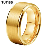 Stepped Beveled Brushed Finish 10MM Classic Men Women Tungsten Carbide Rings