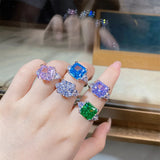 Remarkable 18K WGP 5CT High Quality AAAAA High Carbon Sapphire Gemstone Rings For Women - Fine Jewellery