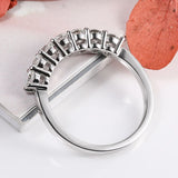Sparkling 7 Stones VVS1 D Colour Moissanite Eternity Silver Wedding Engagement Ring