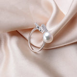 Butterfly Shape Natural Freshwater Pearl Shiny AAA Zircon Diamonds Silver Ring