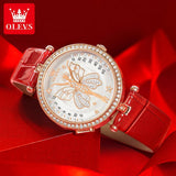 New Luxury Brand with Zircon Diamonds Butterfly Style Luminous Waterproof Quartz Ladies Watches, Ideal Present