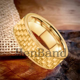 Carbon Fiber Inlay 4/6/8mm Gold Tungsten Engagement Wedding Rings for Men Women
