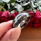 Bright Meteorite and Malachite Inlay 8MM Tungsten Carbide Wedding Men Women Ring