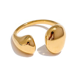 18K Gold Plated Stainless Steel High Quality Minimalist Smooth Fashion Adjustable Ring