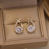 New Arrival 0.5ct Moissanite Diamonds Drop Fishtail Cross Piercing Silver Stud Earrings, Trendy Women's Jewellery - The Jewellery Supermarket