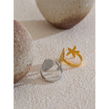 18K Gold Plated Ocean Style Stainless Steel Metal Shell Starfish Adjustable Summer Charm Ring