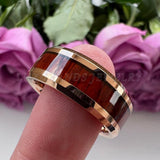 New Tungsten Wood Inlay Beveled Egdes Flat Polished Finish Fashion Wedding Rings For Men Women - The Jewellery Supermarket