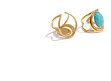 18K Gold Plated Exquisite Natural Stone Open Adjustable Glossy Popular Ring