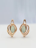 14K Gold Filled New Marquis Eye Fog Green AAA Zircon Crystal Hollow Geometric Earrings