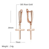 14 Karat Rolled Gold Fashion Glossy Dangle Simple Cross Daily Fine Jewellery Earrings