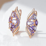 Luxury Trend 14K Filled Rose Gold Shiny Purple AAA Zircon Crystals Drop Earrings - Quality Fine Jewellery