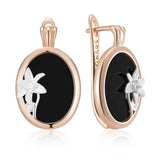 14 Karat Gold Filled Black Enamel Gold Silver Mix Color Retro Drop Earrings For Women