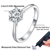 Excellent 0.3ct VVS1 D Colour Moissanite Diamond 18KGP Silver Solitaire Ring