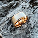 Stepped Beveled Brushed Finish 10MM Classic Men Women Tungsten Carbide Rings