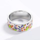 New Colourful Handmade Enamel Exquisite Flower 925 Silver Ring