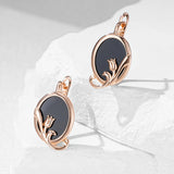 14 Karat Gold Filled Retro Oval Black Stone Women's Earrings Ethnic Jewellery