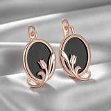 14 Karat Gold Filled Big Oval Black Zircon Drop Fashion  Fine Ethnic Earrings