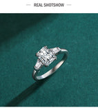 Luxury Rectangle 2 Carat AAAA Lab Created Diamond 925 Sterling Silver Ring