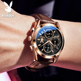 Original Luxury Brand Men's Leather Strap Quartz Watch High Quality Business Wristwatch Trendy Men's Watch