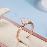 14K Gold Filled New Minimalist Matte White 6 Prongs AAA Zircon Crystal Glossy Ring