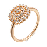 Awesome Crystal Flower Rolled 14K Rose Gold AAA Zircon Diamonds Trendy Rings - Daily Fine Vintage Jewellery