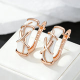 14 Karat Rolled Gold Unique Jewellery Quality White Ceramics Drop Earrings For Women