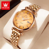 Elegant Luxury Zircon Diamond Rose Gold Colour Stainless Steel Waterproof Date Ladies Dress Wristwatches, Ideal Gift
