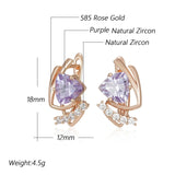 14 Karat Filled Gold Grey Purple AAA Zircon Crystals Drop Earrings Fashion Jewellery