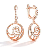 14K Gold Filled Flower DEsign Shiny AAA Zircon Diamonds Dangle Fine Jewellery Earrings