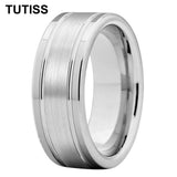 Double Grooved High Polished Shiny 8mm Mens Tungsten Engagement Rings Comfort Fit