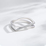 Fashion Geometric Cross Line 925 Sterling Silver AAAA Lab Created Diamonds Ring