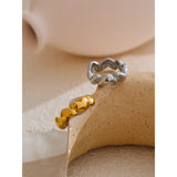 18K Gold Plated Stainless Steel  Heart Love Casting Open Ring Popular Fashion Jewellery