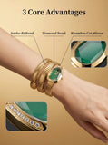 High Quality Gold Diamond Set Snake Shaped Dress Watch Bangle Unique Brand Watch