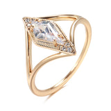 Amazing Rhombus Design Rolled Rose Gold of 14-Karat Purity AAA Zircon Diamond Ring - Fashion Fine Jewellery