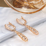 14 Karat Gold Filled AAA Zircon Diamonds Glossy Weaving Ethnic Dangle Earrings for Women